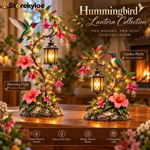 🌺 Hummingbird Garden Lantern Light | Lighted Floral Table Decor