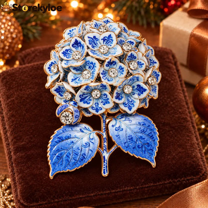 ⏳ LIMITED‑TIME FREE SHIPPING OVER £20 🍀🐞hydrangea & Ladybug Crystal‑encrusted Vintage Brooch 🍀🐞 - B