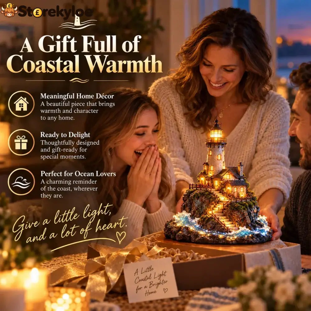 🗼 Illuminated Coastal Lighthouse Scene | Warm Seaside Tabletop Décor