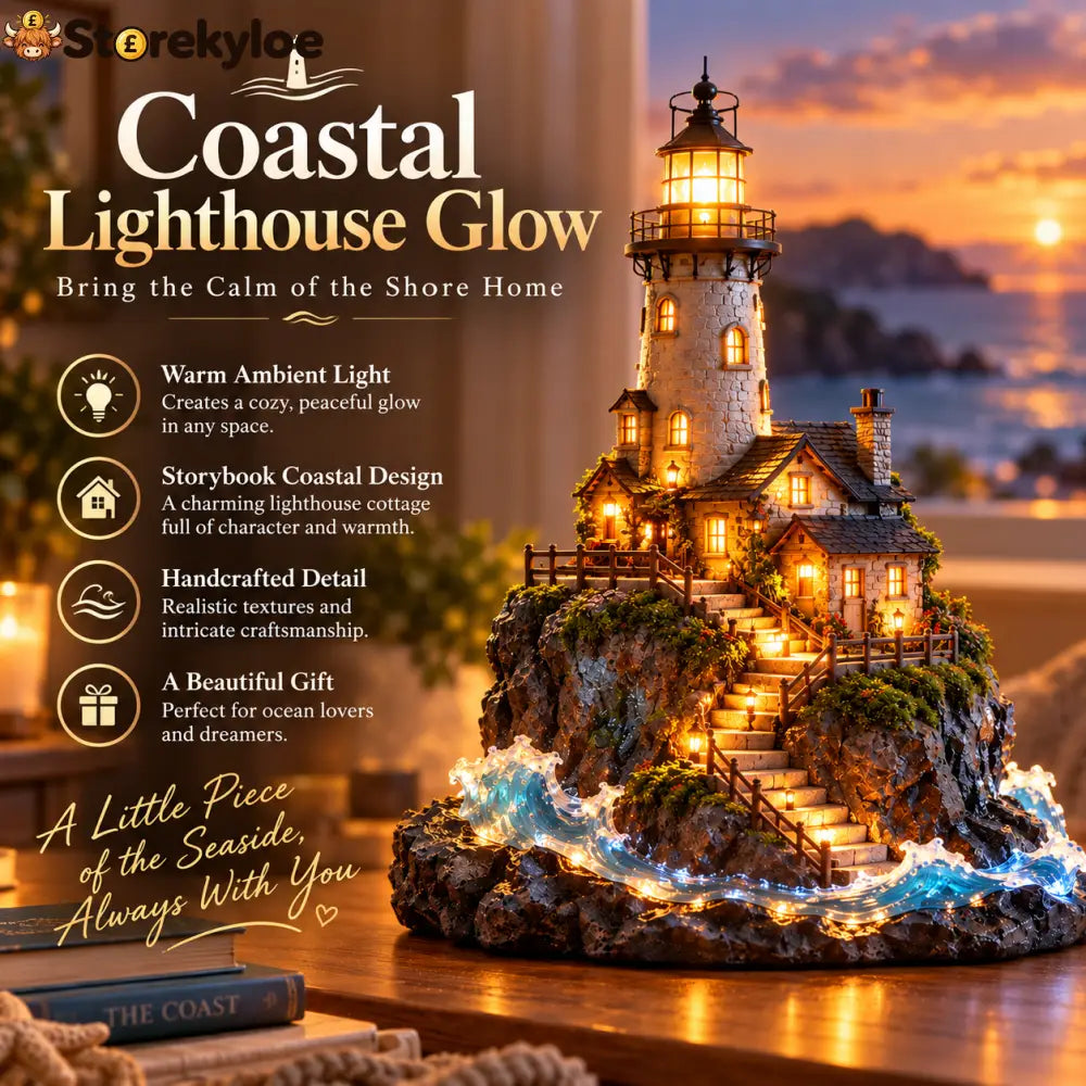 🗼 Illuminated Coastal Lighthouse Scene | Warm Seaside Tabletop Décor