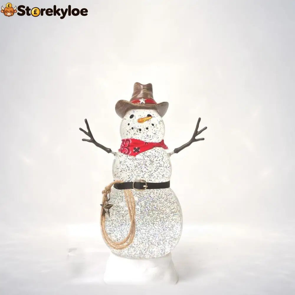 Illuminated Musical Christmas Snow Globe Lantern - COWBOY SNOWMAN