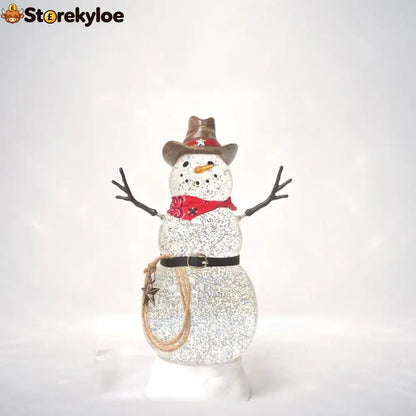 Illuminated Musical Christmas Snow Globe Lantern - COWBOY SNOWMAN