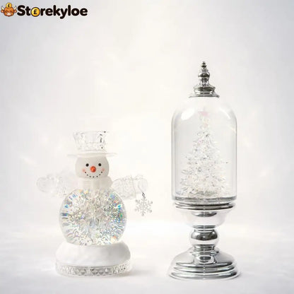 Illuminated Musical Christmas Snow Globe Lantern - Rotating Snowman + Tree Dome