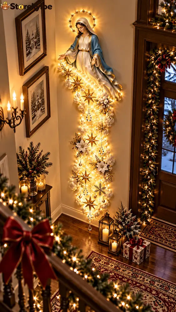 Illuminated Virgin Mary Christmas Wall Décor – A Glowing Symbol of Faith Peace & Blessing: Bring a gentle glow of faith