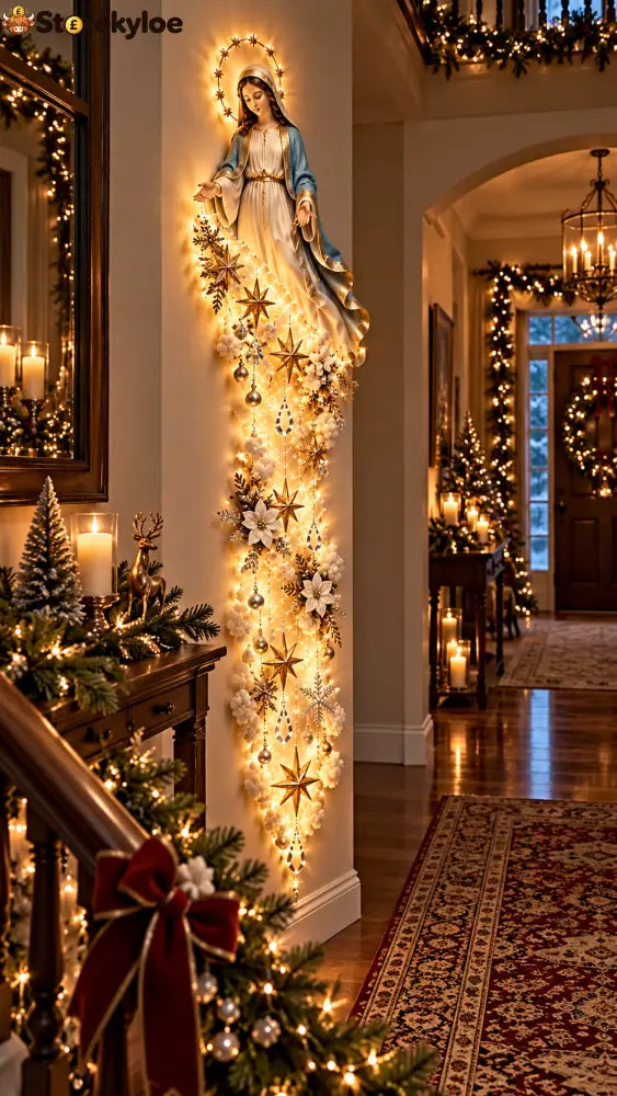 Illuminated Virgin Mary Christmas Wall Décor – A Glowing Symbol of Faith Peace & Blessing: Bring a gentle glow of faith