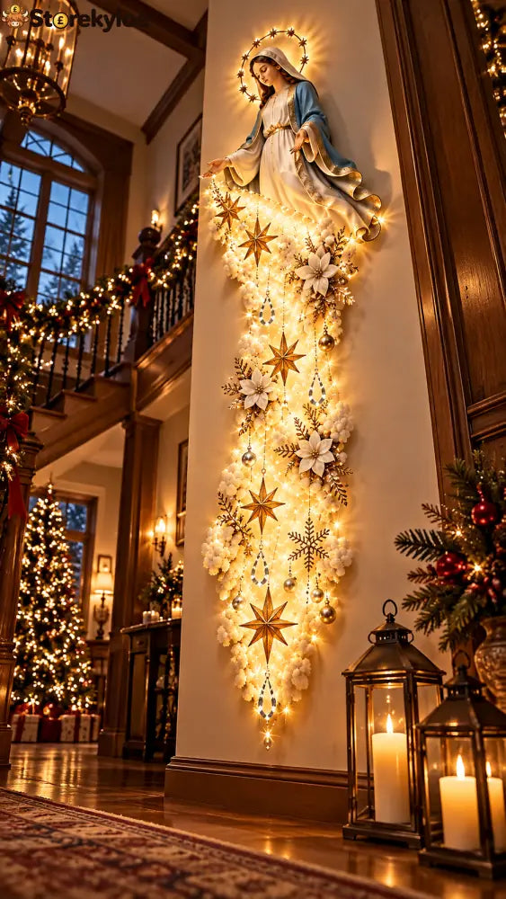 Illuminated Virgin Mary Christmas Wall Décor – A Glowing Symbol of Faith Peace & Blessing: Bring a gentle glow of faith