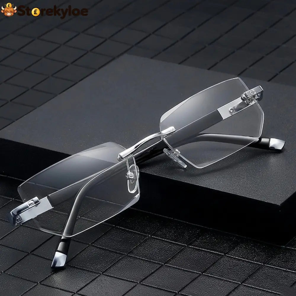 🔥 Intelligent Auto-Focus Zoom Glasses👓 - Blue Light Blocking & Anti-Eye Strain Rimless Eyewear - Silver / +1.00 (Ages