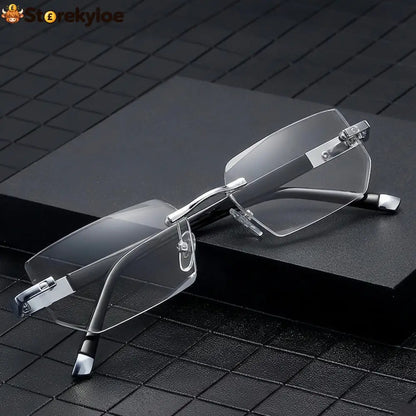 🔥 Intelligent Auto-Focus Zoom Glasses👓 - Blue Light Blocking & Anti-Eye Strain Rimless Eyewear - Silver / +1.00 (Ages