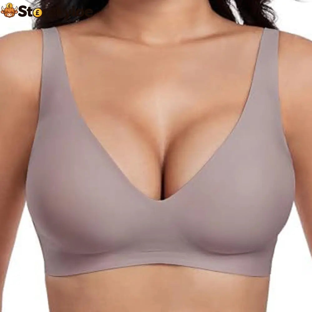 🌸💕 Jelly Wireless Womens Comfortable Wireless Bras Push Up Bralettes Seamless Tshirts Bras Deep V Everyday Bras - Gray
