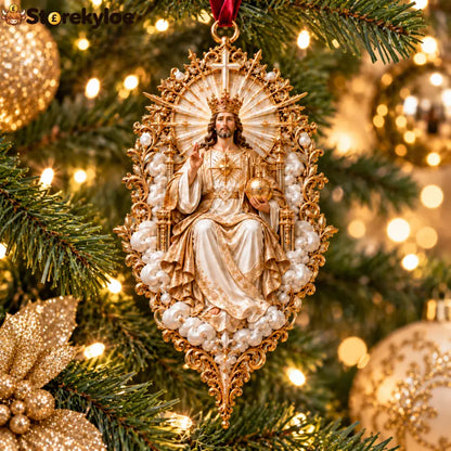 🎄✝️ Jesus Christmas Ornament Collection – 9 Sacred Faith Keepsakes - Christ the King