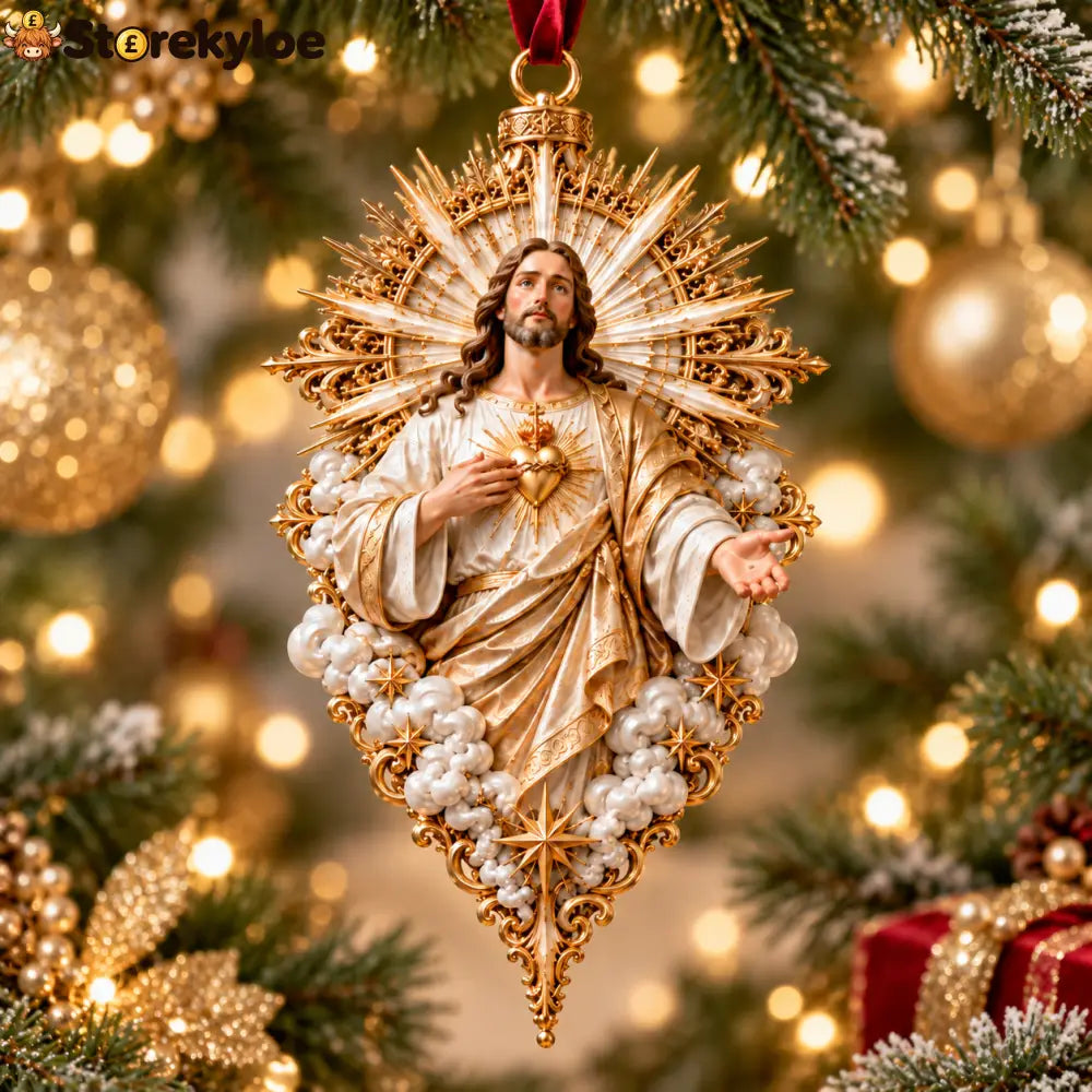 🎄✝️ Jesus Christmas Ornament Collection – 9 Sacred Faith Keepsakes - Sacred Heart of Jesus