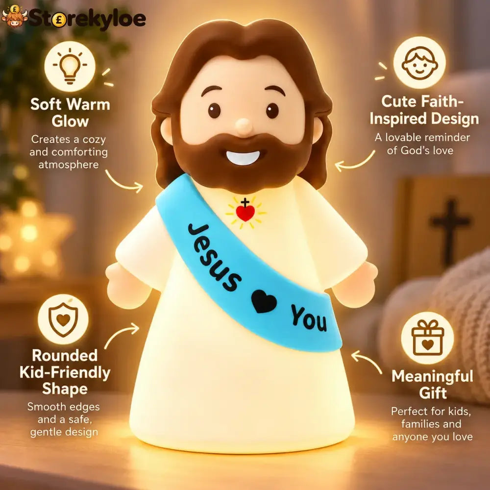 ❤️ Jesus Loves You™ Night Light – Cute Glowing Jesus Lamp | Christian Bedside Decor & Meaningful Faith Gift ✝️