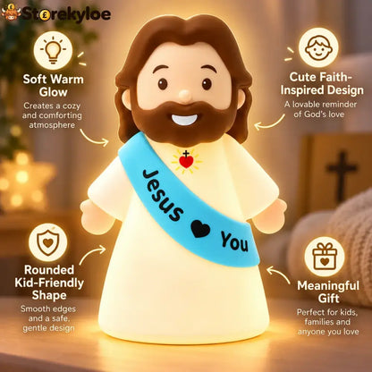 ❤️ Jesus Loves You™ Night Light – Cute Glowing Jesus Lamp | Christian Bedside Decor & Meaningful Faith Gift ✝️