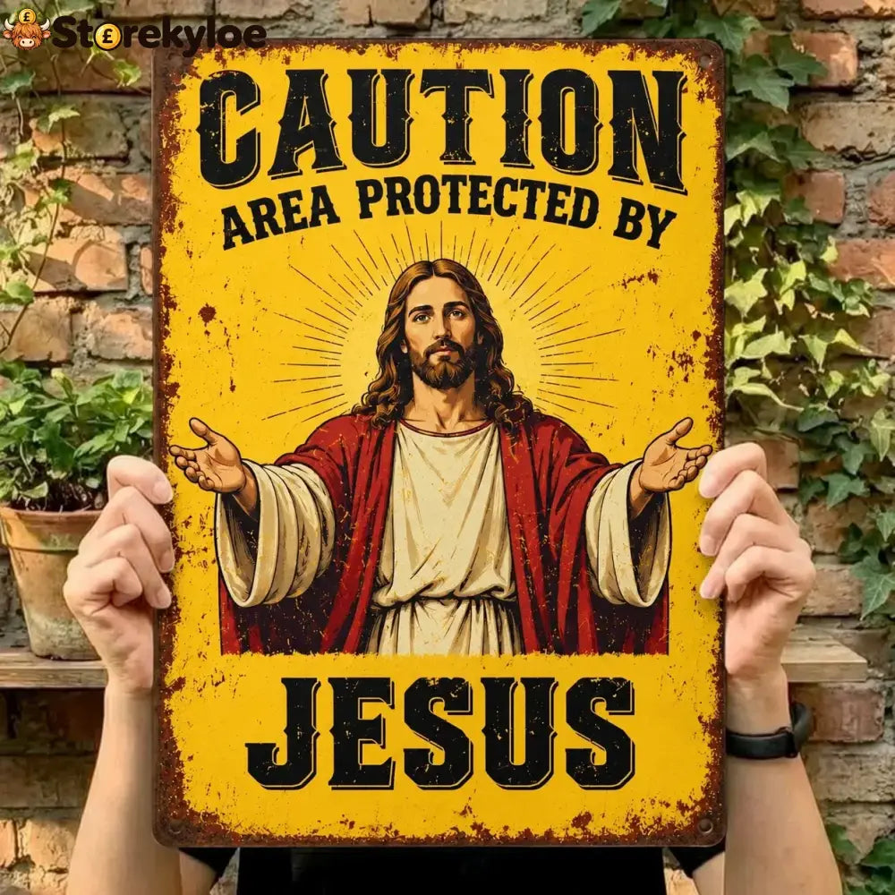 🎁Jesus Protects This Home Vintage Metal Tin Sign - 8’’ × 12’’