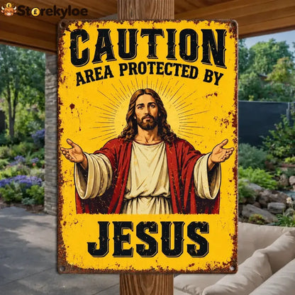 🎁Jesus Protects This Home Vintage Metal Tin Sign - 8’’ × 12’’