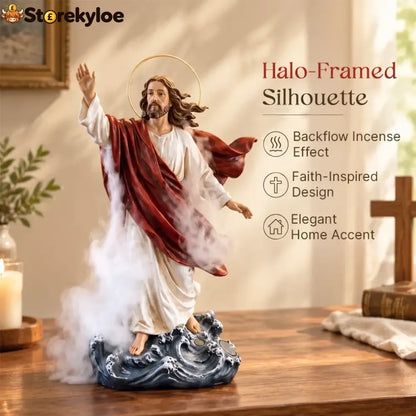 🕊️ Jesus Walking On Water Backflow Incense Burner – Spiritual Prayer Table Decor!