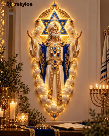 Jewish Heritage Illuminated Wall Art – High Priest Inspired Design - High Priest