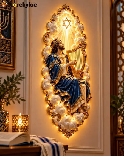 Jewish Heritage Illuminated Wall Art – High Priest Inspired Design - King David