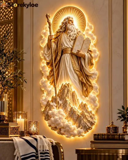 Jewish Heritage Illuminated Wall Art – High Priest Inspired Design - Moses