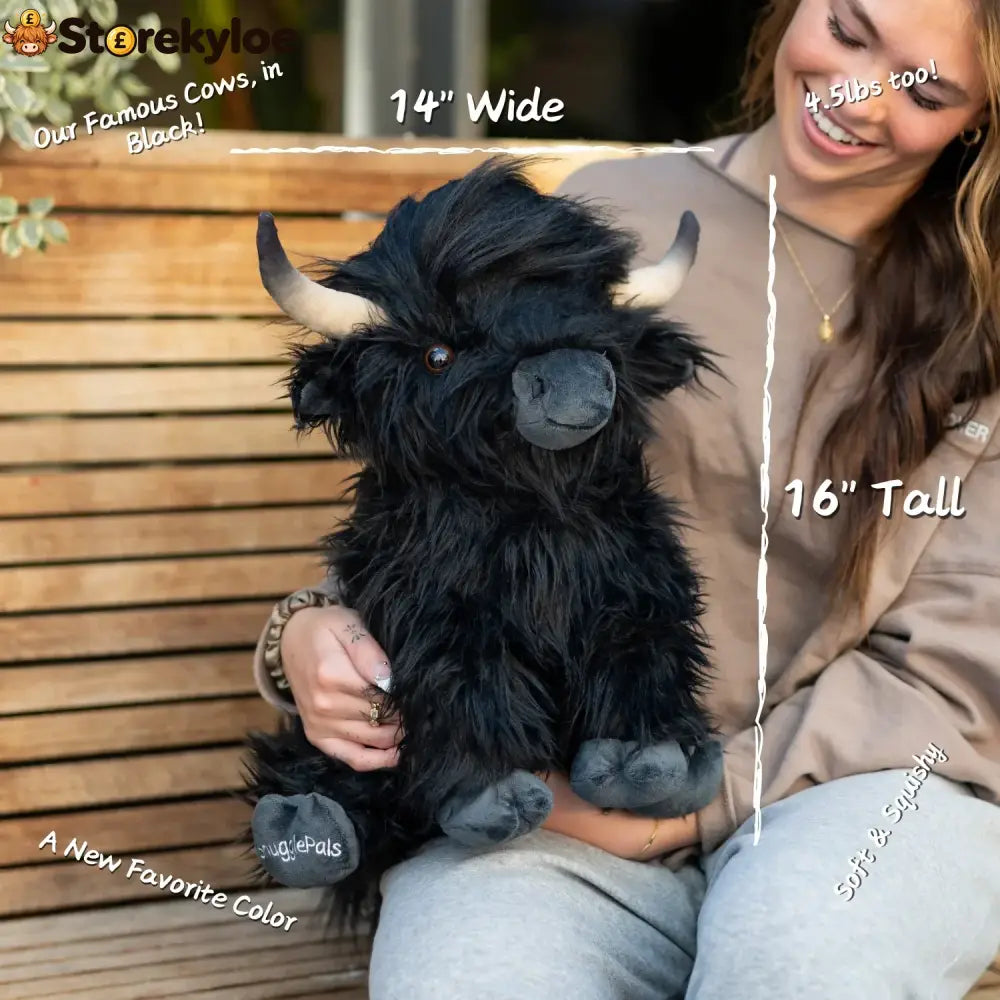 Jumbo Black Highland Cow SnugglePal - Stuffed Animals