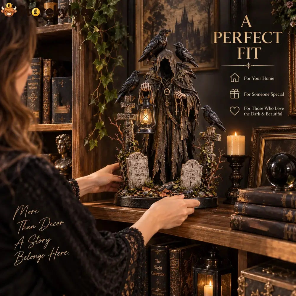 🐦‍⬛ Keeper Of The Last Light – Raven Guardian Lantern Statue