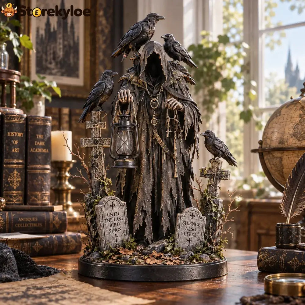 🐦‍⬛ Keeper Of The Last Light – Raven Guardian Lantern Statue