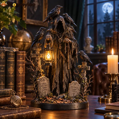 🐦‍⬛ Keeper Of The Last Light – Raven Guardian Lantern Statue