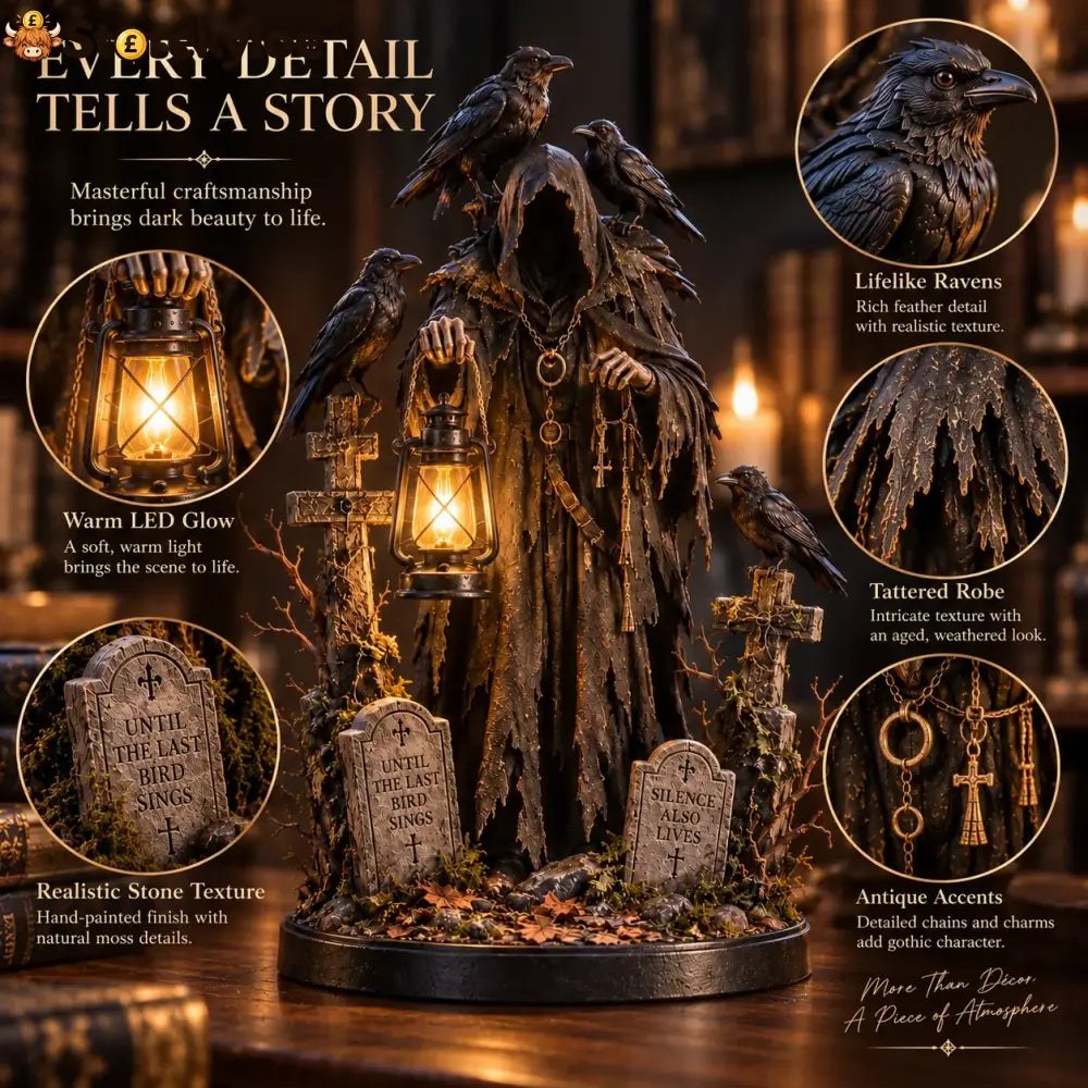 🐦‍⬛ Keeper Of The Last Light – Raven Guardian Lantern Statue