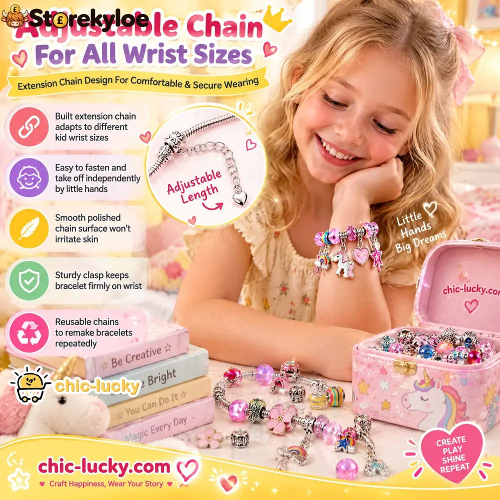 🎁LAST DAY SALE ONLY￡9.99!!💞50K+ SOLD! 📿Kids DIY Charm Bracelet Making Kit💎 - Hot products
