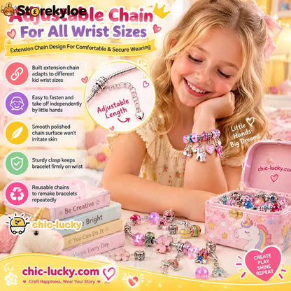 🎁LAST DAY SALE ONLY￡9.99!!💞50K+ SOLD! 📿Kids DIY Charm Bracelet Making Kit💎 - Hot products