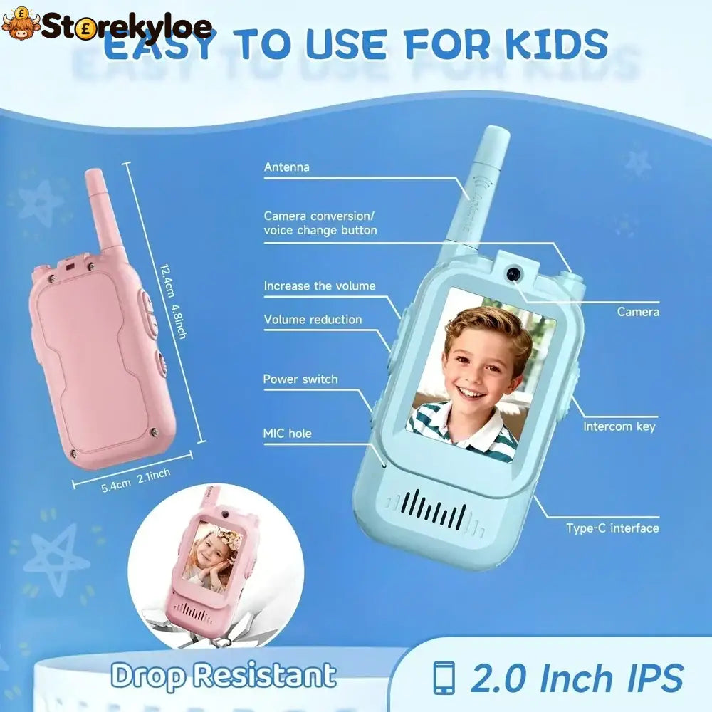 Kids’ Video Walkie-Talkie (02 Sets) – Radios with Camera & Screen 📱