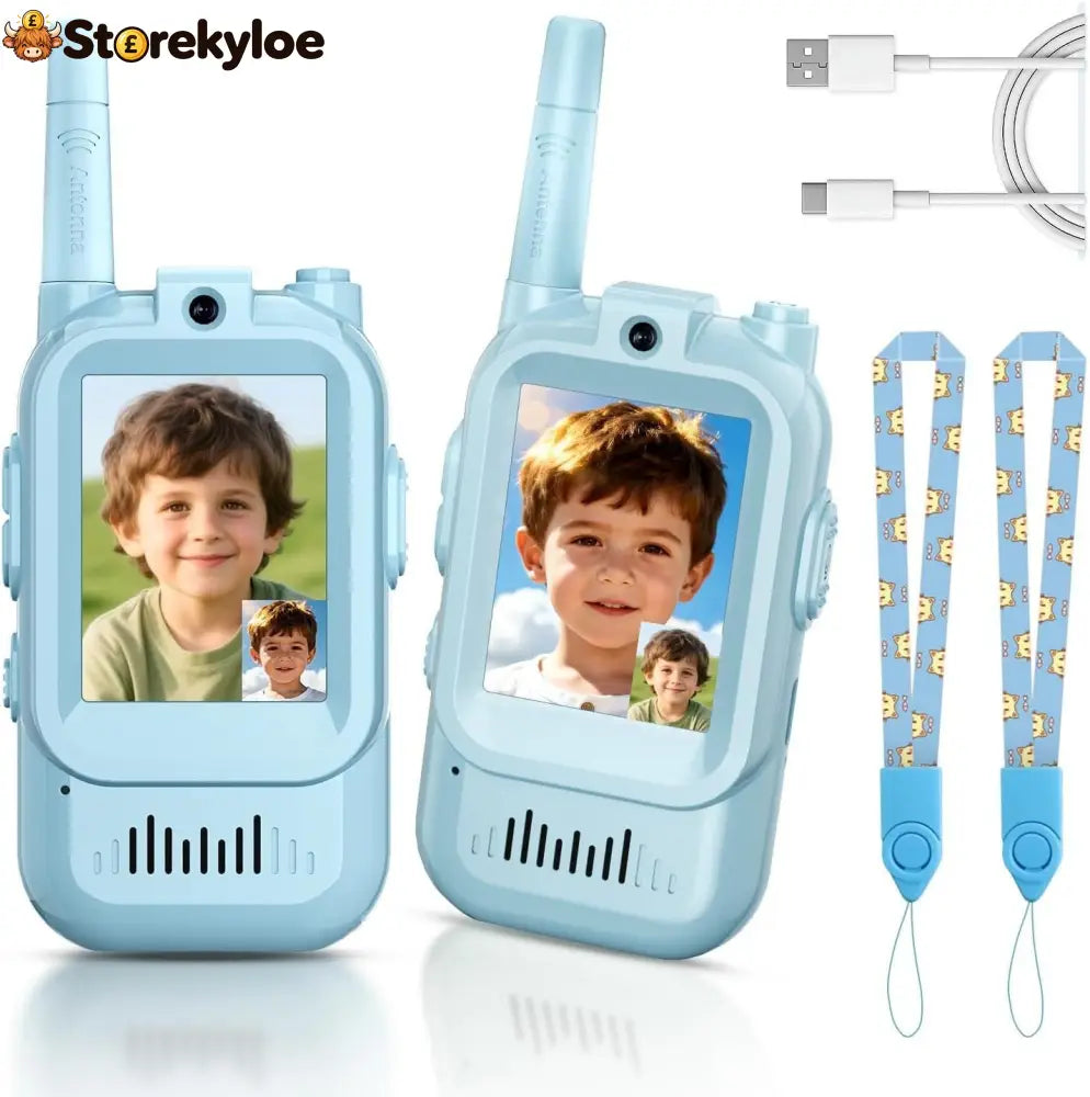 Kids’ Video Walkie-Talkie (02 Sets) – Radios with Camera & Screen 📱 - Blue + Blue