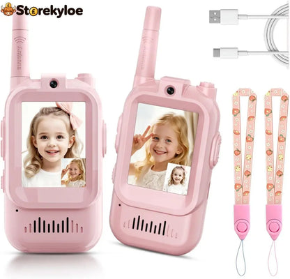 Kids’ Video Walkie-Talkie (02 Sets) – Radios with Camera & Screen 📱 - Pink + Pink