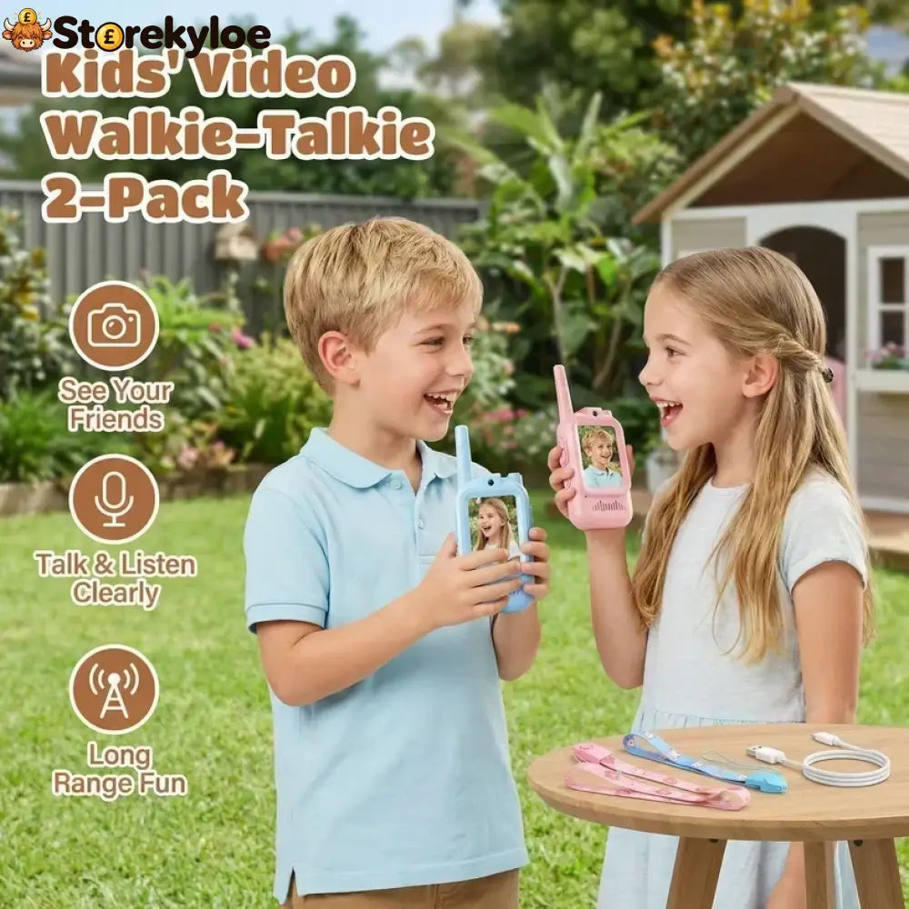 Kids’ Video Walkie-Talkie (02 Sets) – Radios with Camera & Screen 📱 - Pink + Blue