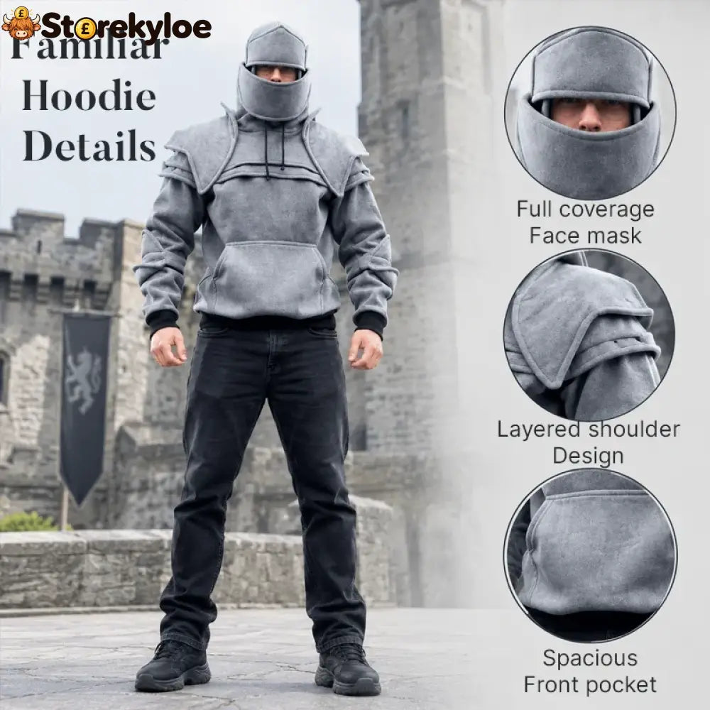 🛡️ Knight Cosplay Hoodie – Medieval Fantasy Streetwear Pullover!