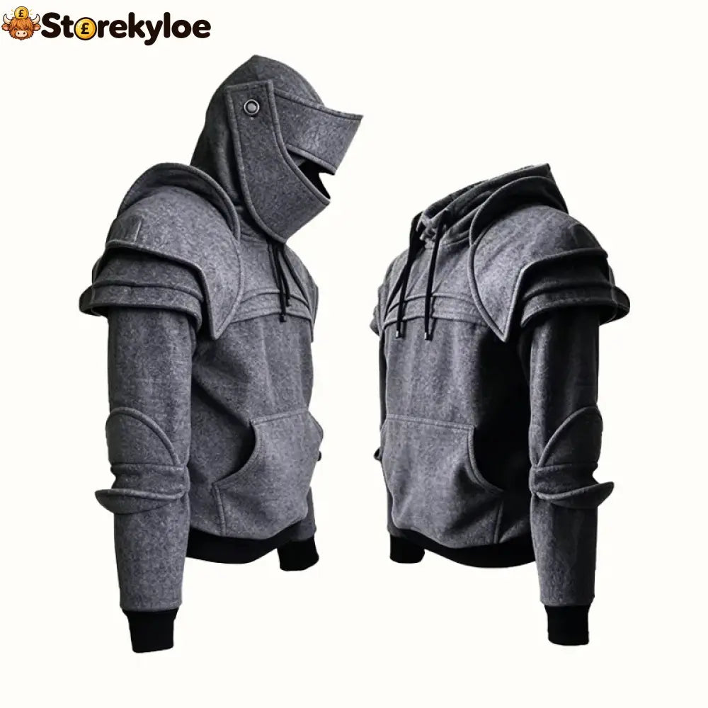 🛡️ Knight Cosplay Hoodie – Medieval Fantasy Streetwear Pullover! - Gray / S