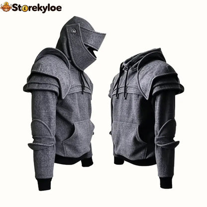 🛡️ Knight Cosplay Hoodie – Medieval Fantasy Streetwear Pullover! - Gray / S