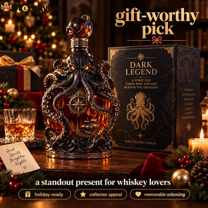 🐙Kraken Voyage Octopus Whiskey Decanter | Gothic Nautical Bar Centerpiece