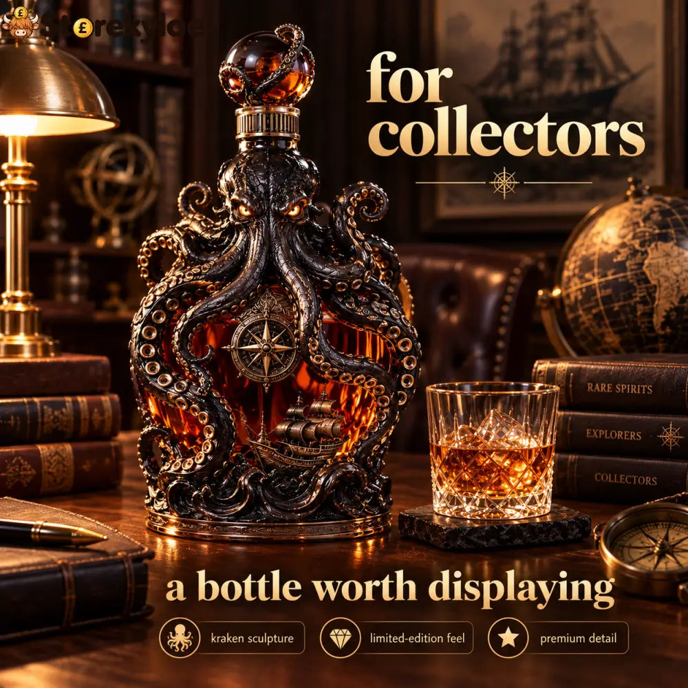 🐙Kraken Voyage Octopus Whiskey Decanter | Gothic Nautical Bar Centerpiece
