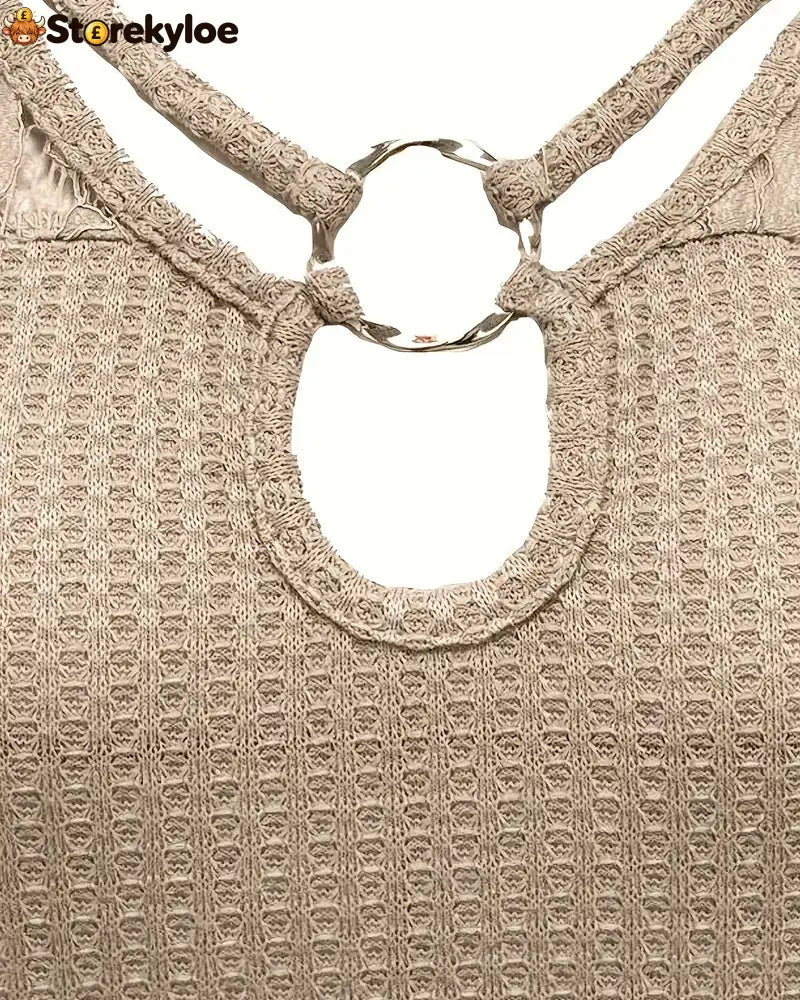 Lace Panel Knitted T-Shirt