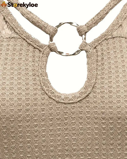 Lace Panel Knitted T-Shirt