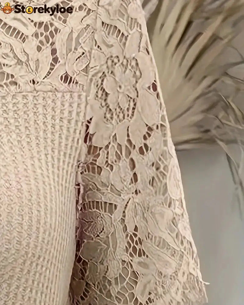 Lace Panel Knitted T-Shirt