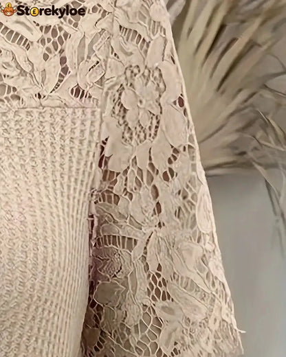 Lace Panel Knitted T-Shirt
