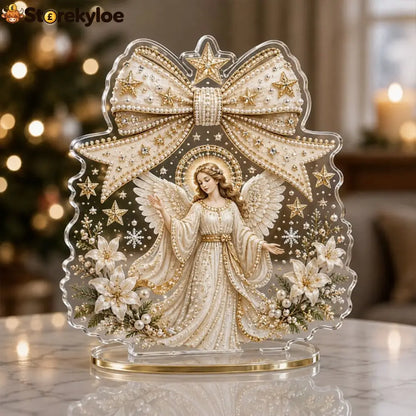🔥Last Day 48% OFF - 🎄✝️Christmas Bow Crystal Diamond Painting DIY Table Decor Kit - 👼 Angel Blessing