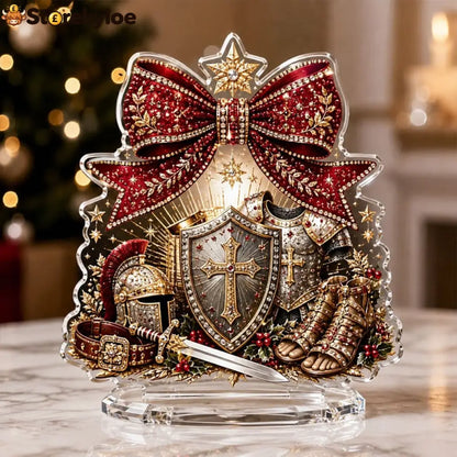 🔥Last Day 48% OFF - 🎄✝️Christmas Bow Crystal Diamond Painting DIY Table Decor Kit - 🛡️ Armor of God