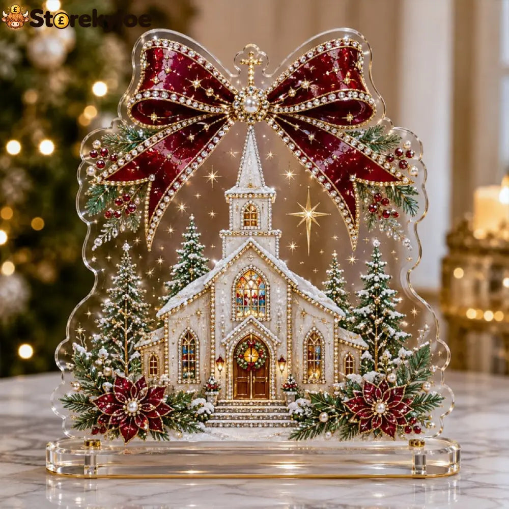 🔥Last Day 48% OFF - 🎄✝️Christmas Bow Crystal Diamond Painting DIY Table Decor Kit - ⛪ Christmas Church