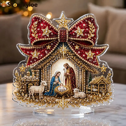🔥Last Day 48% OFF - 🎄✝️Christmas Bow Crystal Diamond Painting DIY Table Decor Kit - 💖Nativity