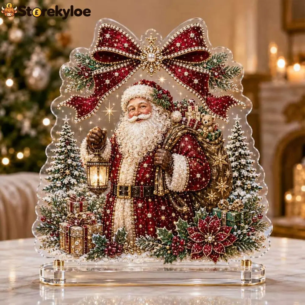 🔥Last Day 48% OFF - 🎄✝️Christmas Bow Crystal Diamond Painting DIY Table Decor Kit - 🎅 Vintage Santa