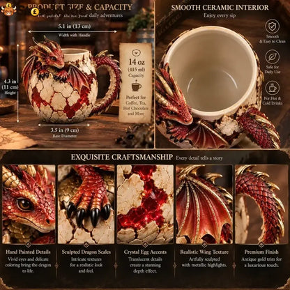 ⏳ Last Day 48% OFF – 🐉 Dragonbound Realms™ Sculpted Dragon Mug Collection | 6 Fantasy Realm Designs with Raised 3D