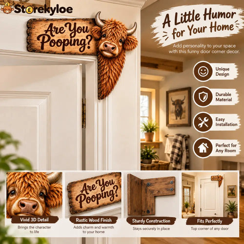 🐮Last Day 48% OFF - Funny Highland Cow Door Topper